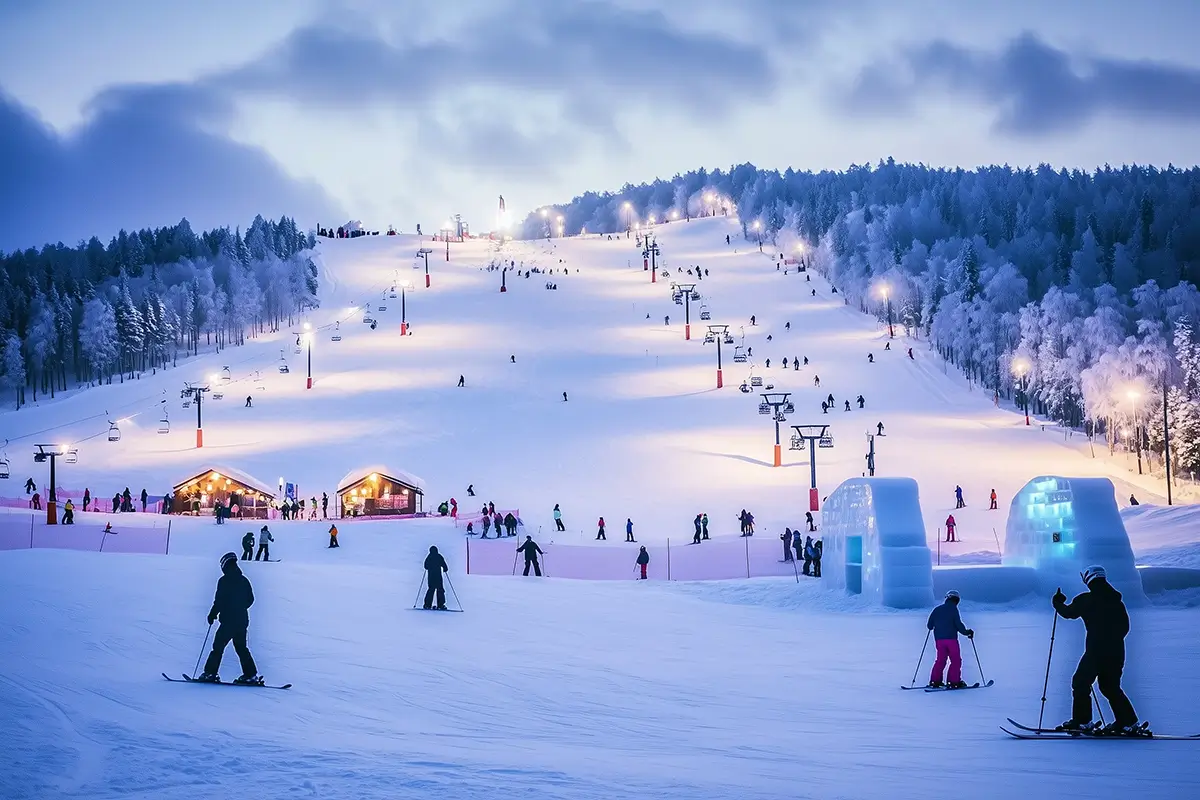 outdoor ski resort ski slope lighting